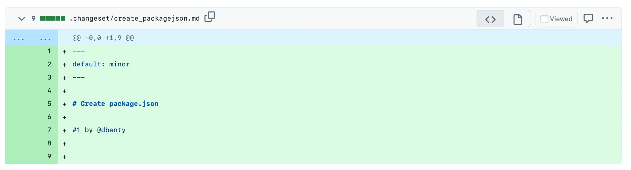 The new change file created by Knope Bot